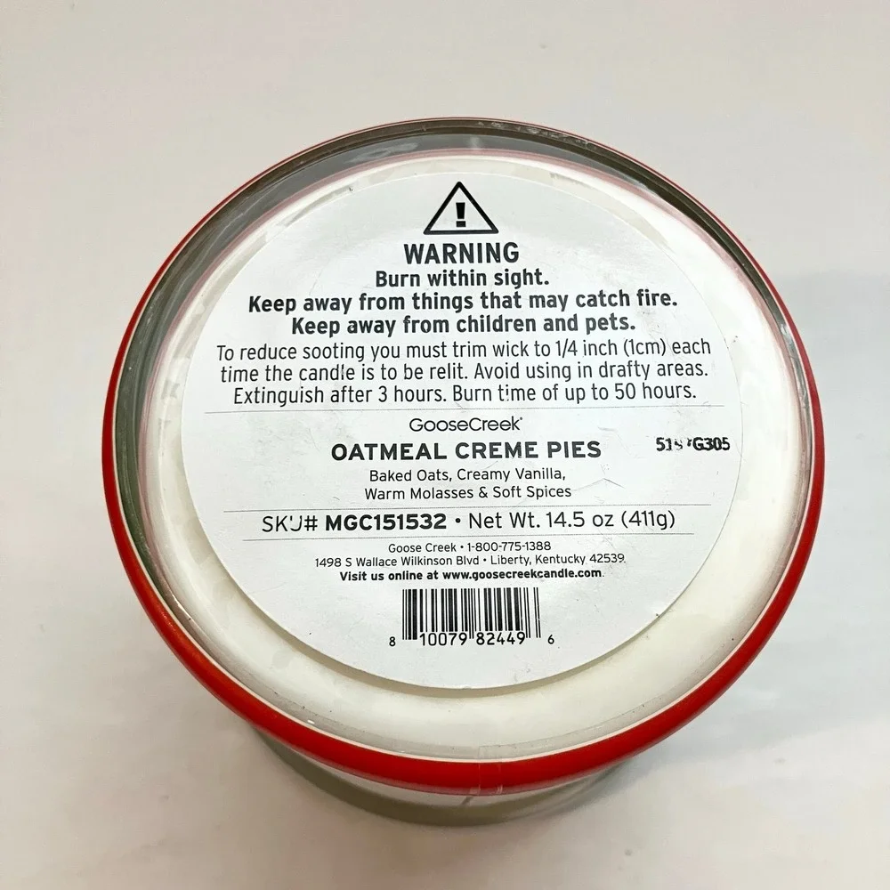 Goose Creek 3-Wick Candle 14.5 oz Soy Wax Blend Little Debbie Oatmeal Creme‎ Pie